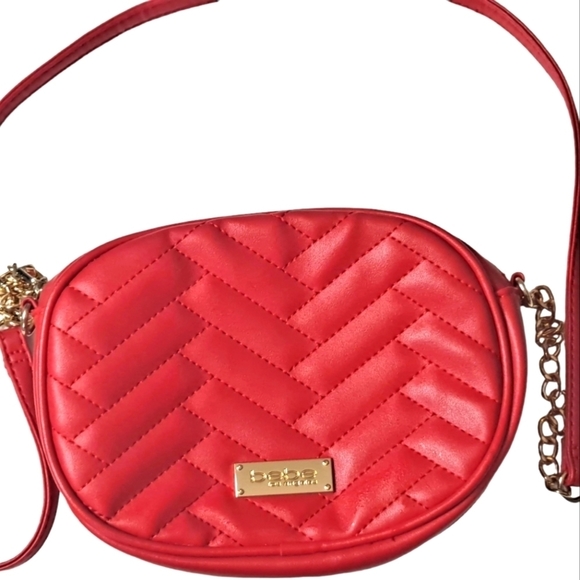 Red & Gold BEBE Women’s Logo Crossbody Purse. - Picture 1 of 5
